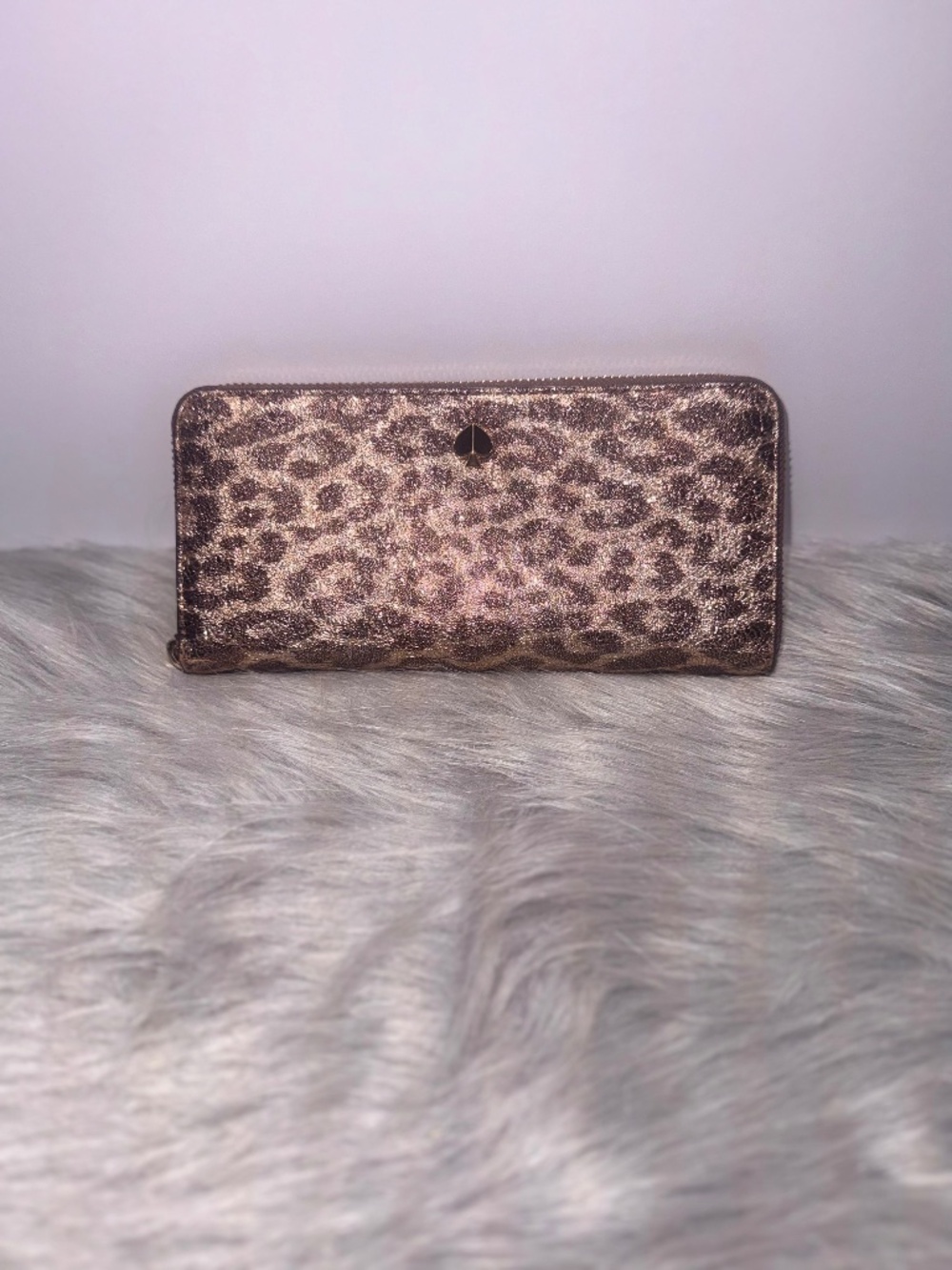 Kate Spade New York Metallic Leopard print zip around wallet~EUC